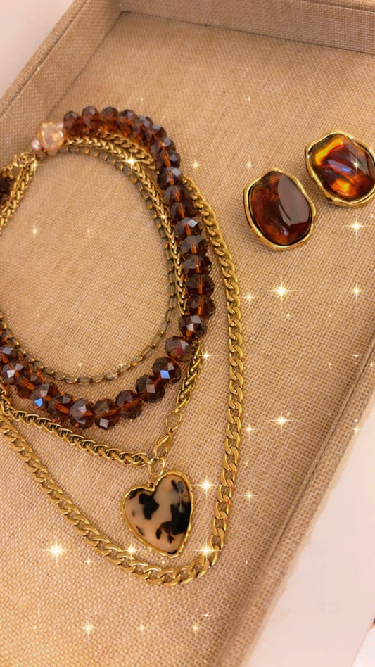 Collar corazón marmoleado