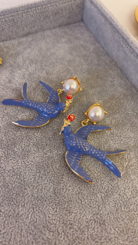 Collar gav blue con perlas