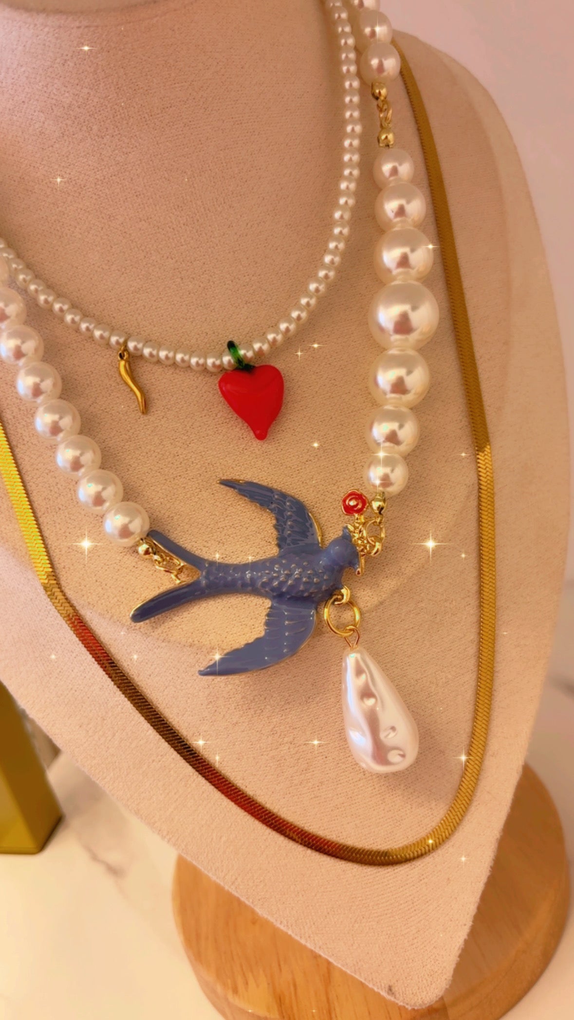 Collar gav blue/ perlas full