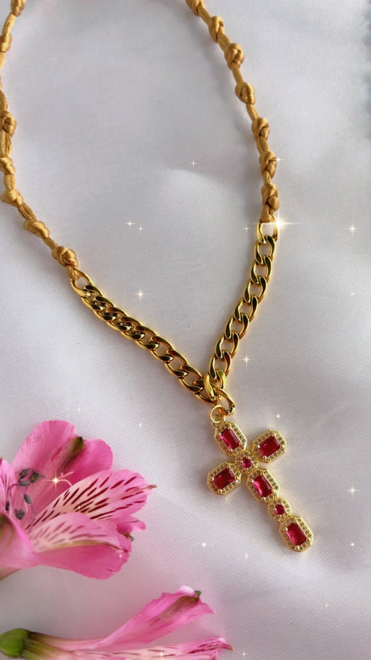 Collar cruz rose